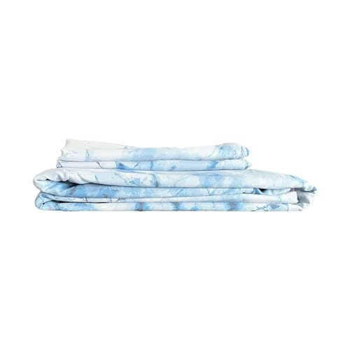 Image of LANE LINEN 210TC 100% Cotton Bedsheet Set for Super King Size Bed, 3-Piece Bedding, Included 2 Pillow Covers, Soft & Breatahble Flat Sheets, Abstract Blue Digital Printed Bed Sheet - 2.74m x 2.74m