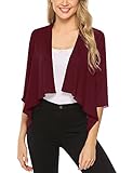 cardigan rojo vino 🌴【A juego】La chaqueta de punto de gasa blazer mujer bolero casual es una combinación perfecta para camisetas de manga corta, tirantes, jeans, leggings, vestidos sin mangas, tacones altos, zapatos blancos, trajes de baño.