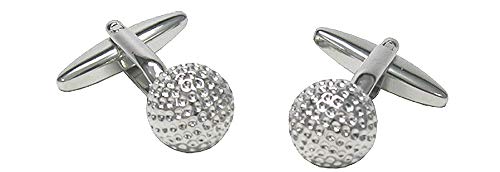 Preisvergleich Produktbild Unbekannt Golf Ball Manschettenknöpfe rund silberfarben glänzend + Geschenkbox