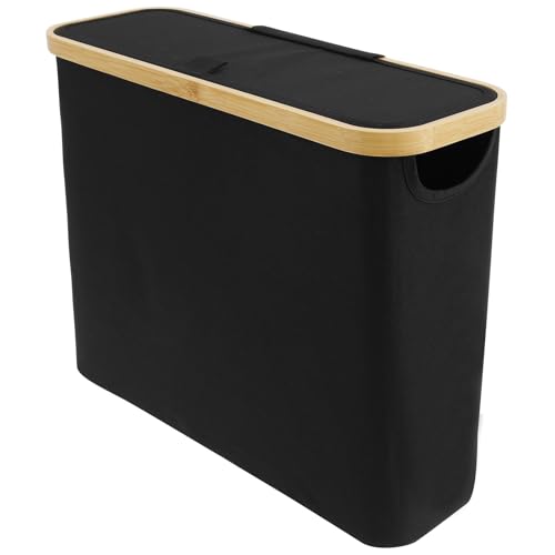 KTZCTPCA Large Capacity Toilet Paper Storage Bin for 12 Mega Rolls, Bathroom Accessories Organizer Basket With Holder Stand (Black)