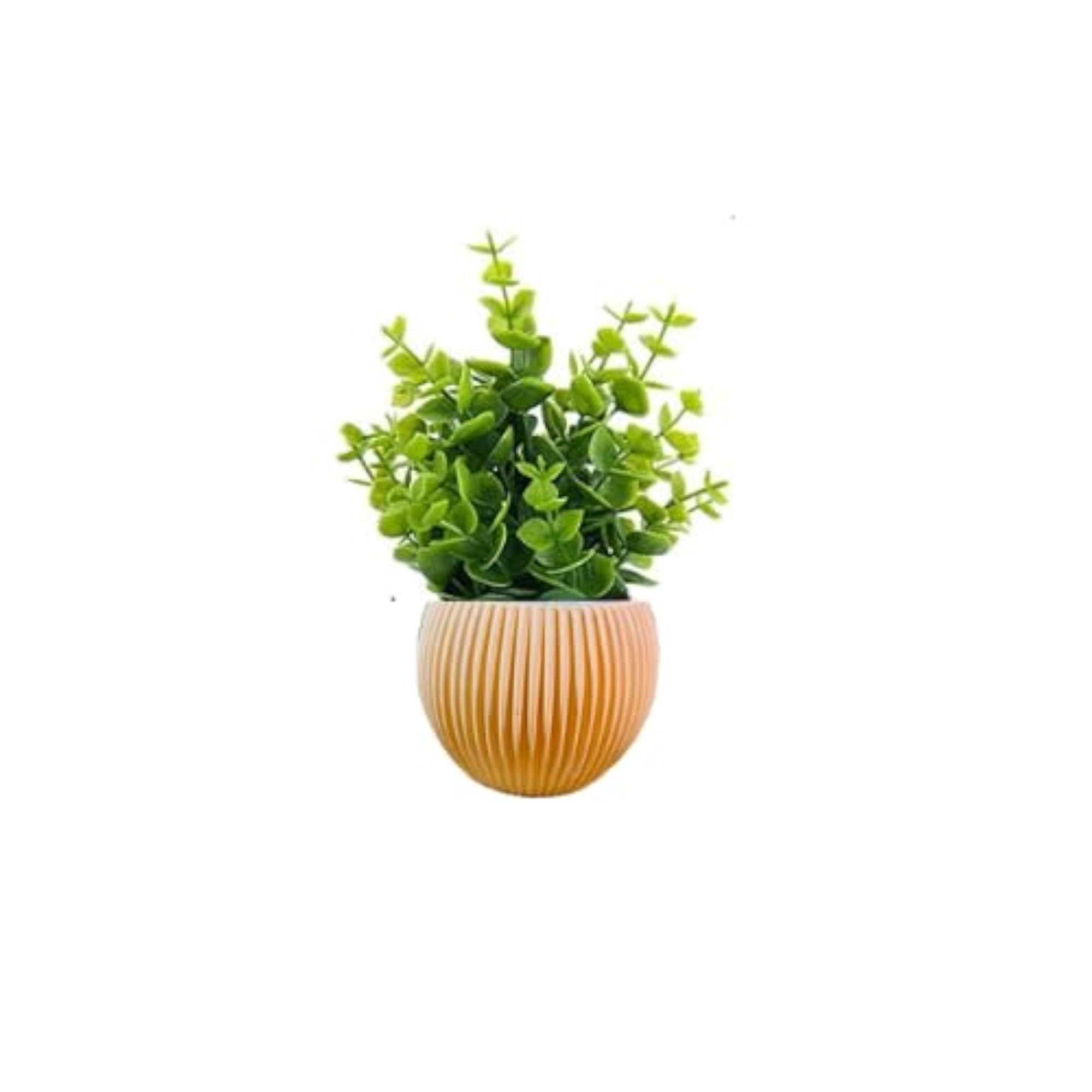 Artificial Plants with Decorative Ribbed Pots, Set of 4