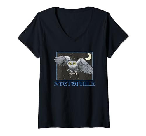 Nyctophile Saw-Whet Owl Loves The Night Birder Owl Lover V-Neck T-Shirt