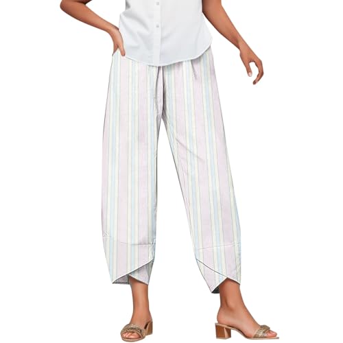 Cadeau pantalon coton lin femme confortable avec poches pratiques
