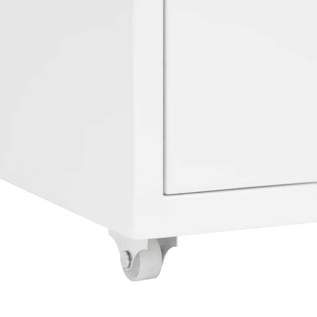 Hängeregistraturschrank aus Stahl mit 6 Schubladen in Weiß, 28 cm Breite für die Büroorganisation, Büro Aktenschrank mit Rollen und Metallkonstruktion