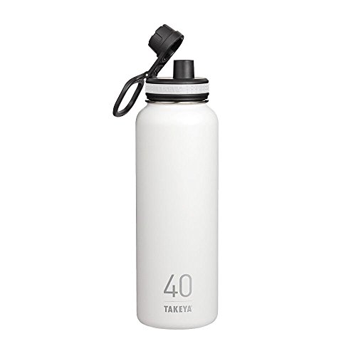 Takeya Originals Vacuum-Insulated Stainless-Steel Water Bottle, 40oz, White