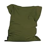 Bean Bag Bazaar Giant Bean Bag, Khaki Green, Floor Cushion with Water Resistant Fabric, Large Beanbag for Indoor and Outdoor Use with Filling Included, 180cm x 140cm, Garden Furniture, Outdoor Seating