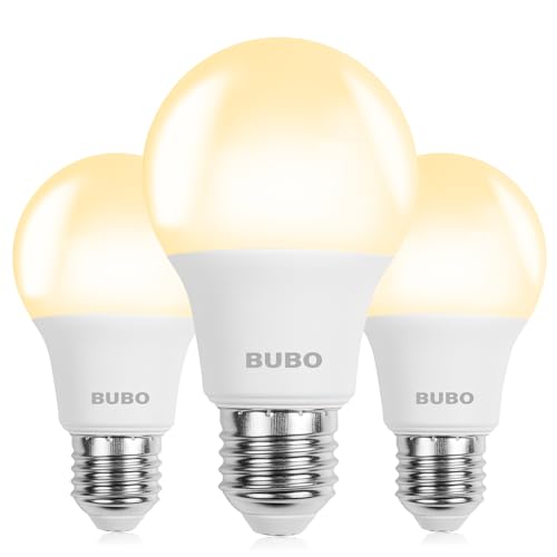 Image of BUBO A19 LED Light Bulbs, 40 Watt Equivalent LED Bulbs, Soft White 2700K, 550 Lumens, E26 Standard Base, Non-Dimmable, 5W Soft White LED Bulbs for Bedroom Living Room Home Office, 3 Pack