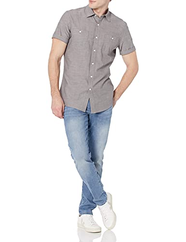 Image of Amazon Essentials Men's Regular-Fit Short-Sleeve Button-Down Chambray Shirt