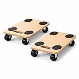 2X Rollbrett Transportroller 45 × 26 cm – bis 150 kg Tragkraft – Möbelroller aus MDF mit 4 Lenkrollen & Anti-Rutsch-Pads – Transporthilfe für Umzug, Haushalt & Werkstatt