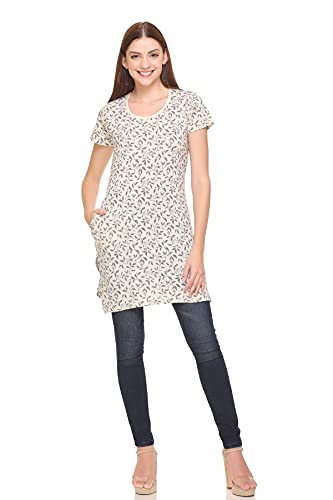 Image of In Love Women's Printed Cotton Plus Size Longline T-Shirt Half Sleeve with Pockets Pack of 2