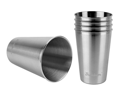 Bruntmor, 16oz 18/8 Stainless Steel Stackable Drinking Pint Cups, Set of 5