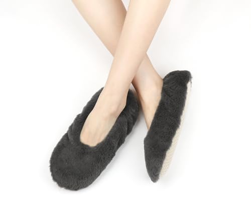 Image of Keyela Women's Ballerina Slippers,Non-Slip Bedroom Slippers Socks | Soft fuzzy slipper socks for ladies Indoor home slippers Cozy sock slippers Ballet Slippers