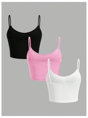 Milumia Girl's 3 Piece Cami Crop Top Spaghetti Strap Backless Basic Camisoles2