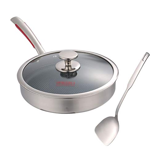 SH-chaoguo Fry Wok/Frying Pan/ 316 Stainless Steel Non-Stick Pan/uncoated Cooking Pan, with Lid (26 Cm), for Induction Cooker, Gas Stove