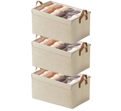 La Mejor Selección de Sistemas de almacenaje - 5 favoritos. 34 Wexlerey Juego de 3 Caja de Almacenamiento de Tela con Tapa, Organizadores de Armario y Cubos de Almacenaje Apilables y Abatibles con Asas y Ventana y Estructura Acero,Contenedor...