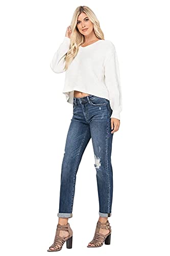 Judy Blue Destroyed Cuffed Mid-Rise Slim Fit Jeans! Cuffed Or Uncuffed. Be You! (Style: 82204) (11) Blue #TOP2