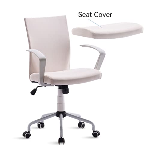 Efomao Modern Desk Comfort Swivel Fabric Home Office Task Chair With Armrests And Adjustable Height, Suitable For Computer Working And Meeting And Reception Place White Chairs #TOP4