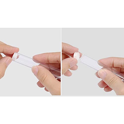 Plastic Clear PVC Tube Transparent Storage 0.5ML 1ML Empty Cartridges Tube Packaging with Caps 13x82mm - Bead Craft Supply Storage (100PACK)