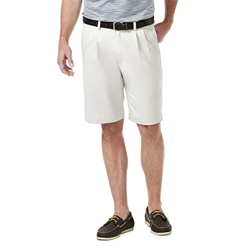Haggar Men's Cool 18 Pro Straight Fit Pleat Front 4-Way Stretch Expandable Waist Short with Big & Tall Sizes