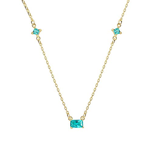 Collier topaze verte carré avec chaîne fine : le bijou fin qui ne bascule pas