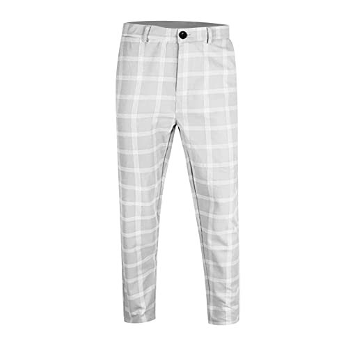 Ymosrh Men's Chino Pants Regular Dress Pants Slim Fit Plaid Pants Business Suit Casual Golf Mens Exercise XXL3