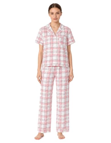 Image of NAP BOUND 100% Cotton Women Pajama Sets Button Down Short Sleeve Sleepwear Soft Pjs 2 Piece Lounge Set with Pocket XS-XXL