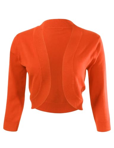 Image of Allsense Women's 3 /4 Sleeve Bolero Shrug for Dresses | Open Front Cropped Cardigan, Lightweight Knit Dress Cover Up