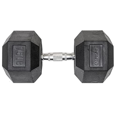 Image of Lifeline Fitness Hex Dumbbells, Rubber Wrapped Hex Dumbbells, Premium Quality, Ergonomic Knurled Handle, Dumb Bells for Exercise, Home Gym Exercise Weights