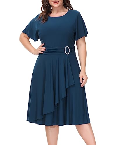 Hanna Nikole Schönes Kleid für Damen A-Line Swing Cocktail Vintage Kleid...