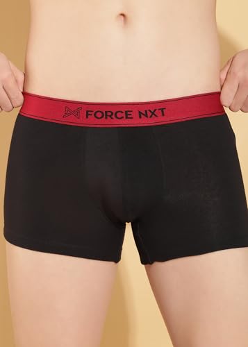 Image of Force NXT Men's Super Combed Cotton Elastane Stretch Fabric Solid Trunk | Ultra Soft and Durable Waistband for Daily Uses | Label Free Outer Elastic Underwear for Men