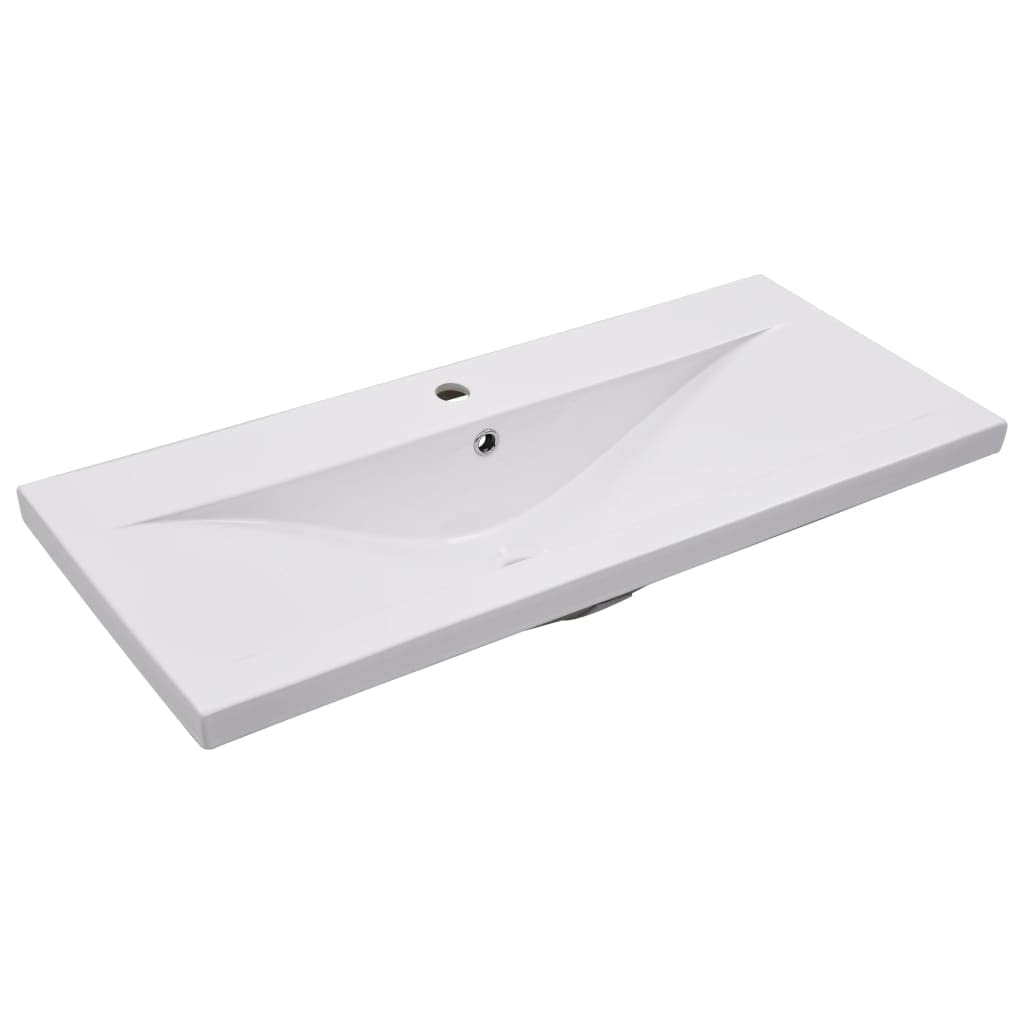 Lavabo encastrado de cerámica Blanco 91x39,5x18,5 cm, Bricolaje Fontanería Piezas para fontanería Lavabos y fregaderos Lavabos, Blanco, 21kg