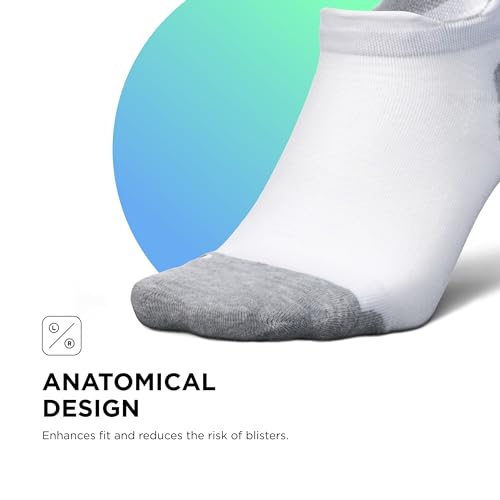Feetures Elite Max Cushion No Show Tab Ankle Socks - Sport Sock with Targeted Compression - New White, S (6 Pair)4