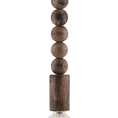 Image of Homesake Wooden Beaded Pendant Light for Living Room | Nordic Hanging Ceiling Lamp with Warm Light | Rustic Modern Pendant Lamp for Bedroom, Dining, Cafe & Home Decor, Dark Brown
