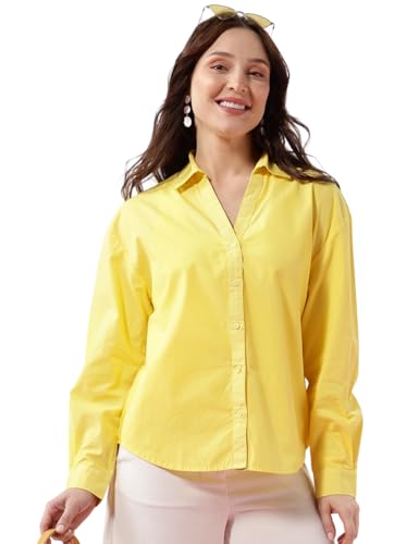 Image of FYLTR Women's Oversized Solid Shirt - 100% Cotton | Full Sleeve | Oversized Fit | Shirts for Women