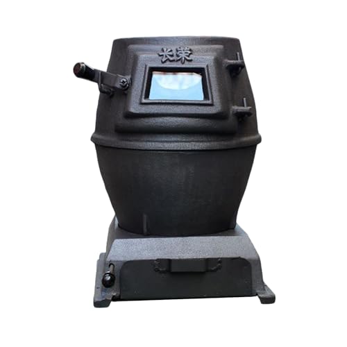 Estufa de leña de hierro fundido, estufa de leña multifunción para calentar, cocinar y hervir agua, uso en interiores y exteriores