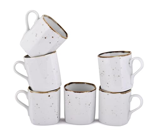Image of Hitkari Potteries Porcelain White Sparkle Coffee Mugs Set 6 | for Morning & Evening Tea /Coffee | Home & Kitchen | Coffee Cup (SL-56)