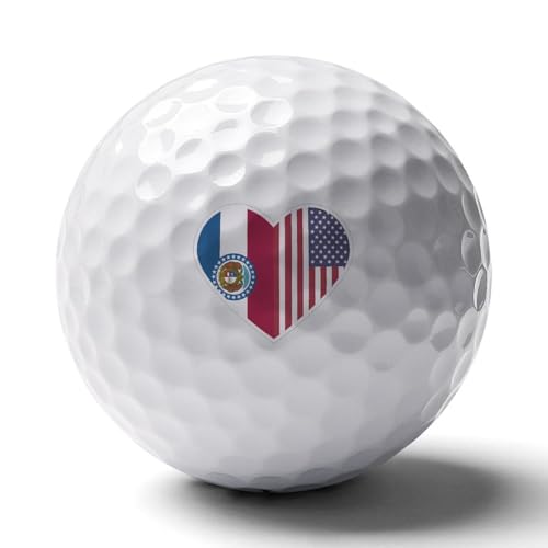 U.S. and Missouri Flags Print Golf Balls for Men Women Practice Training Golf Balls for Indoor Outdoor Use