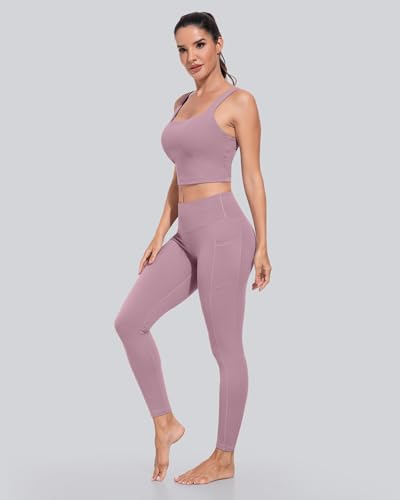CHRLEISURE Leggings with Pockets for Women, High Waisted Tummy Control Workout Yoga Pants