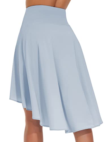 The Gym People Women'S High Waist Wrap Ruffle Hem Asymmetric Skort High Low Flowy Midi Skirt With Shorts Ice Blue thumb #2