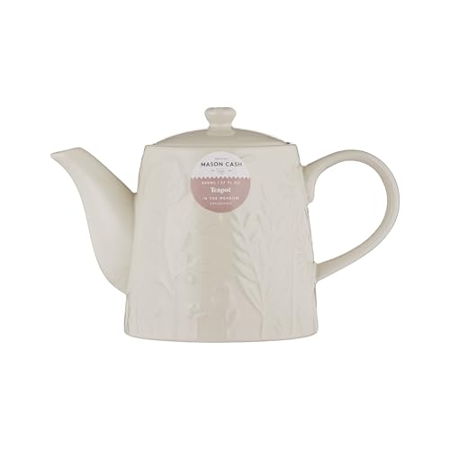 Mason Cash In the Meadow Teapot 800ml Embossed Floral Design, Durable Stoneware – Heat-Retaining Ceramic Teapot for Hot Drinks – Classic Kitchenware