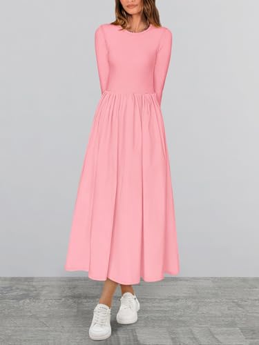 BTFBM Casual Long Sleeve Dresses Spring Dresses 2025 Wedding Guest Dress Midi Dress Flowy Bohemian Long Dress
