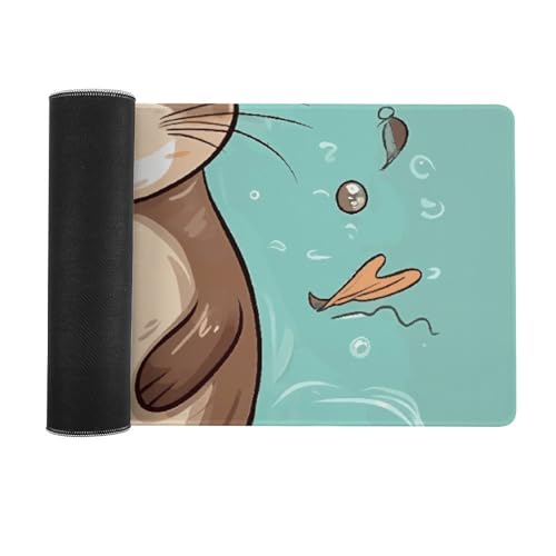 Tapis de souris LED loutre mignon grand format antidérapant pour le bureau
