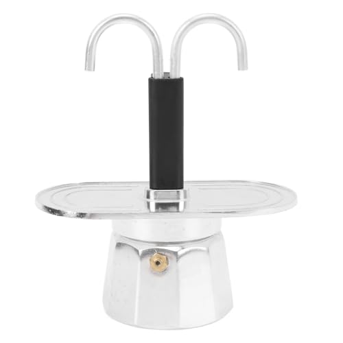 Olla con doble boquilla, aleación de aluminio Mini Express máquina de café de doble cabezal 100 ml máquina de café espresso para estufa máquina de café italiana para capuchino (Base decágono)