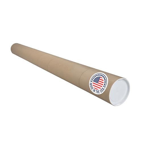 IDL Packaging Cardboard Mailing Tube 4 x 48 with Plastic Caps - USA-Made USPS Approved Poster Tube for Documents & Blueprints - Reinforced Mailing Cylinders for Shipping & Storage