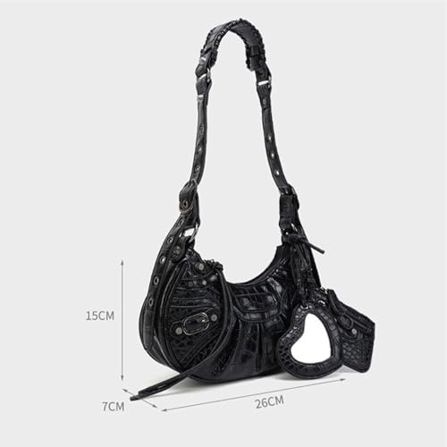 Shoulder bag Stylish Black White Pink Rivets Crossbody Shoulder Bag for Women - Chic Underarm Purse2