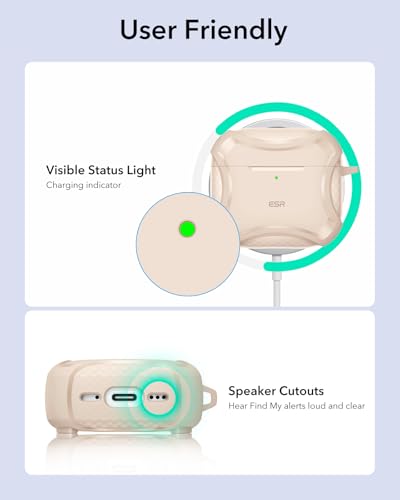 Image of ESR for AirPods 4 Case, Compatible with AirPods 4th Generation Case (2024), Compatible with MagSafe, Powerful Drop Protection, Magnetic Lid, Cyber Series, Desert Titanium
