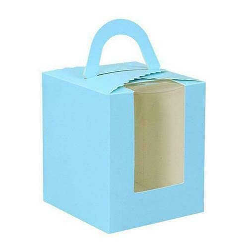 Van Der Linn Single Cupcake Boxes, Individual Cake Boxes With Display Window Box Cup Cakes (Blue (10boxes)) — image 1