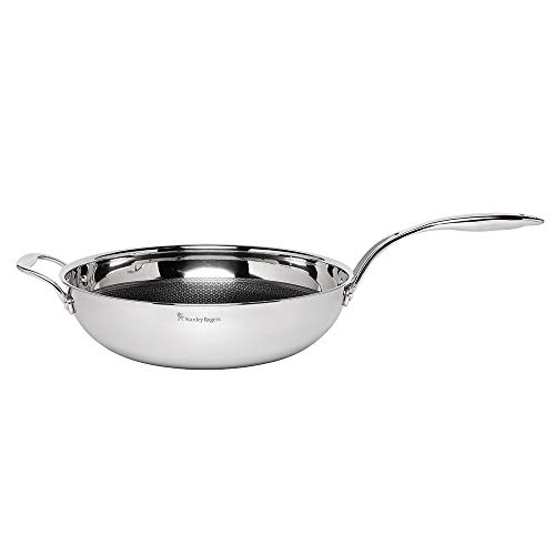 Stanley Rogers Matrix Non-Stick Wok Pan 32cm – Tri-Ply Stainless Steel Cookware for Induction and Stove Cooking – Premium Kitchen Pan for Stir Frys and Sautéing