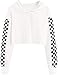 Meikulo Crop Tops Hoodies for Teen Girls Clothes Kids Cute Long Sleeve Shirts Checkered Sweatshirts and Sweatpants 2 Piece Outfits Sweatsuit Clothing Sets White, 11-12 Years