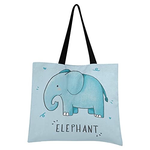 LDIYEU Bule Elefante Lindo Fondo De Pantalla Bolsa Compra Reutilizables Bolsas de Mano para Trabajo Escuela Comestibles Plegables de Playa para Mujeres Niñas